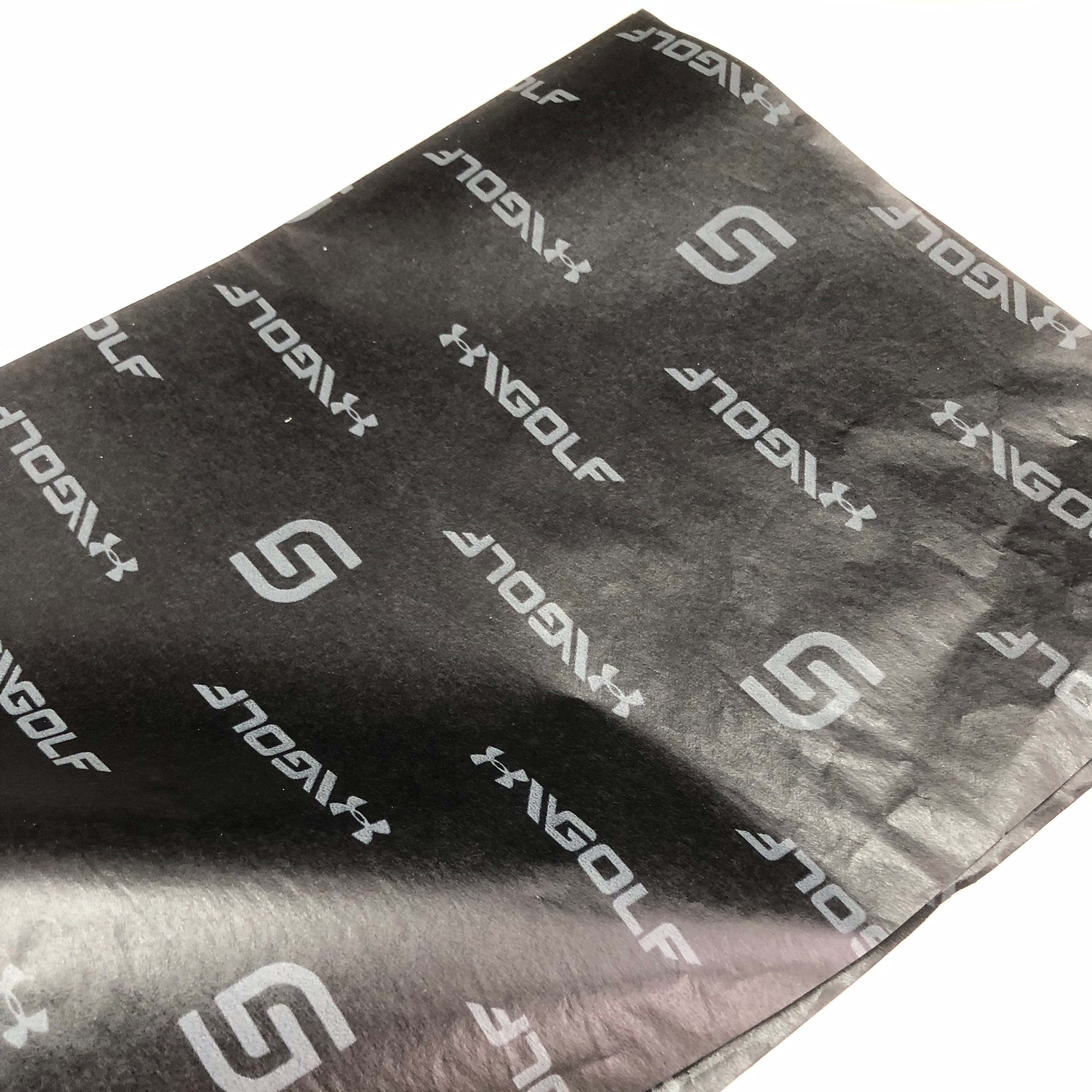 Custom Eco-Friendly 17gsm Black Wrapping Tissue Paper Brands Names Printed Clothes Garment Gift Packaging Sheet