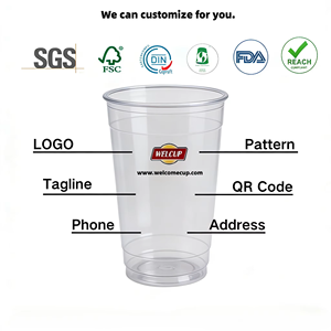 Vasos <span class=keywords><strong>de</strong></span> Plástico Desechables con Logotipo Personalizado, Bajo MOQ, para Cafeterías, Bebidas Frías para Llevar, Alta Transparencia, Reciclables, Personalización Rápida - Product Image 4