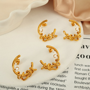 Crescent Twist Gold Stud Earrings Geometric <b>Moon</b> Shape Zinc Alloy Fashion Jewelry for Women EH613 - Product Image 1