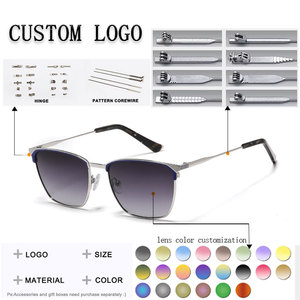 Gafas de Sol Cuadradas Unisex con Marco Metálico, Lentes Oscuras, Protección UV400, para Uso en Exteriores, Gafas de Sol Metálicas para Adultos - Product Image 2