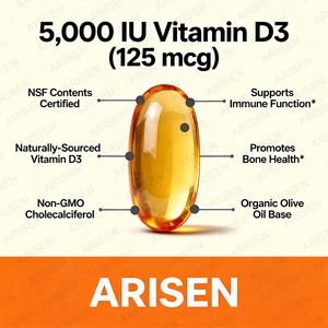 OEM <strong>Vitamin</strong> D3 + K2 Supplement 240 Capsules Coconut Oil <strong>50000</strong> IU VIT D3 <strong>Vitamin</strong> <strong>D</strong> &amp; Mk7 <strong>Vitamin</strong> K for Bone &amp; Immune Support - Product Image 3