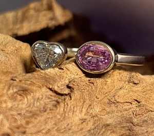 Anillo de oro blanco de 14 quilates certificado Toi-et-Moi con piedras preciosas naturales/cultivadas en laboratorio y diamantes - Product Image 5