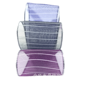 Bán buôn một mặt Tự Làm Thủ Công nơ cứng cạnh lưới ruy băng sọc ngang dây câu tuyết gạc vành đai 100% Polyester - Product Image 2