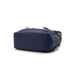 Classic Navy Canvas <b>Laptop</b> <b>Backpack</b> with Leather Straps and Buckle Closure Unisex Softback 20-39L Durable Design - Product Image 5
