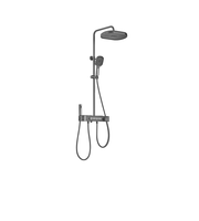 Support contemporain de haute qualité en laiton thermostatique et corps en PPA ensemble de douche de salle de bain gris pistolet à 4 poignées