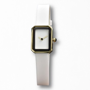 Bracelet en silicone rectangulaire élégant et minimaliste haut de gamme, noir et or, en quartz sucré, pour femmes - Product Image 5