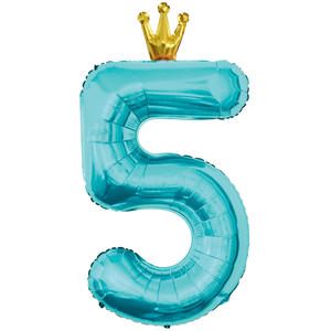 Ballons Chiffres Bleu Turquoise Couronne 40 Pouces en Mylar Hélium pour Anniversaire, Mariage, Thème Sirène, Décoration de Fête - Product Image 3