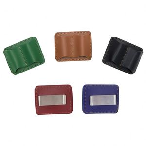 Porte-stylos classique en similicuir avec clip métallique, protecteur de stylos durable à 2 emplacements avec clip, organiseur de stylos portable pour carnet - Product Image 3