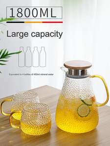 Offre Spéciale verre à haute teneur en borosilicate acier thé Infusion de fruits filtre à eau pichet pichets <span class=keywords><strong>Carafe</strong></span> décanteur avec couvercle en bambou - Product Image 2