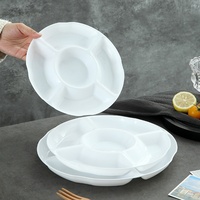 Assiette ronde à motifs solides de qualité alimentaire, plateau de service à fruits à cinq compartiments pour hôtels et restaurants, design moderne et minimaliste