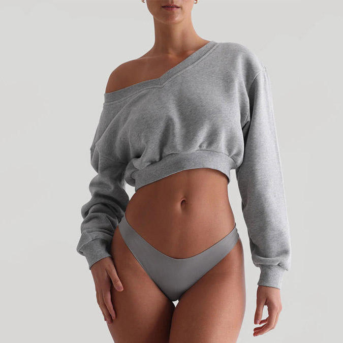 Patchwork Athleisure Women's Crop Top Sports High Elastic V Neck Training Loose Long Sleeve Yoga Shirt