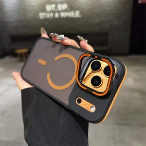 เคสโทรศัพท์แม่เหล็กแบบมีกรอบเลนส์สองสี ดีไซน์สร้างสรรค์ สำหรับ iPhone 11 12 13 14 15 16 17 Pro Max 17Air ป้องกันการตกกระแทก - Product Image 1