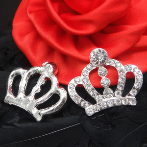 30X25Mm Tiara Princess Crown Nút Pha Lê Trong Bạc Phẳng Lưng Kim Loại Chỉnh Trang - Product Image 3