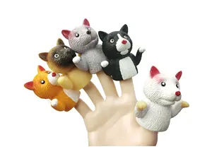 Hot sale animal finger puppet,cat cute finger puppets,wholesale finger cats puppet for kids children