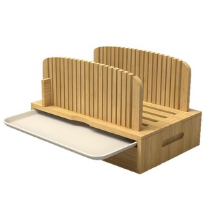 Planche à découper en bambou avec tiroir et plateau à miettes pour la cuisson et le rangement des toasts - Product Image 5