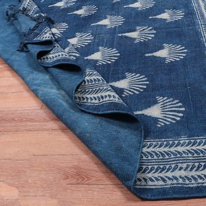 Tapis Dhurrie en coton indien style aztèque, imprimé à la main, tapis de sol bohème, décoration intérieure - Product Image 5