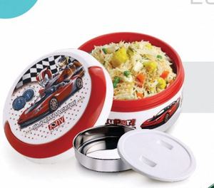 Boîte à lunch scolaire ronde en plastique avec motif de voiture pour enfants, portable, à un seul niveau, sans BPA, hermétique, 1 compartiment - Product Image 3