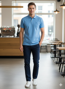 Camisa para Hombre con Puños Acanalados, Logotipo Frontal con Patrón de Letras, Corte Regular, Tejido Doble Piqué, 35% Algodón, 65% Poliéster, 230-240gsm - Product Image 4