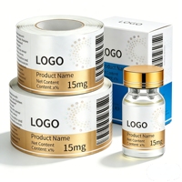 Étiquettes personnalisées en vinyle pour la production en petites séries, autocollants imperméables pour flacons de peptides cosmétiques de 2 ml, 10 ml, 15 ml pour petites marques