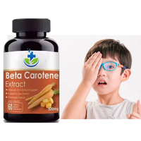 Complément alimentaire pour la santé des yeux en marque privée OEM/DOM, capsules de bêta-carotène de qualité alimentaire halal, vitamine A, capsules de bêta-carotène