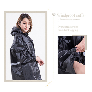 Ensemble imperméable pour femme en polyester avec fermeture éclair, capuche réfléchissante, idéal pour la moto, la randonnée, le camping et les excursions – Manteau et pantalon de pluie épaissis - Product Image 5