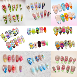 <span class=keywords><strong>Uñas</strong></span> Artificiales Cortas Cuadradas Color Rosa Pálido, Talladas en 3D con Flores, Pintadas a Mano, <span class=keywords><strong>de</strong></span> Alta Calidad, Novedad al por Mayor - Product Image 6