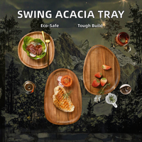 Moderne Acacia Hout Fruit Thee Cup Tray Milieuvriendelijk Japans Swing Design Gepolijst Multifunctionele Gerechten Guangdong Restaurant