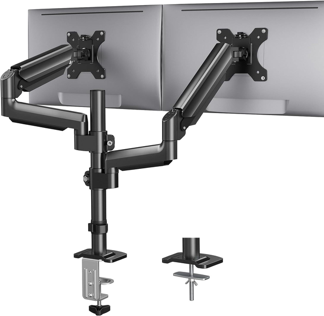13 to 32 Inches Gas Spring Dual Monitor Arm Mount Dual Monitor Stand with 90 Degree Tilt New Stock