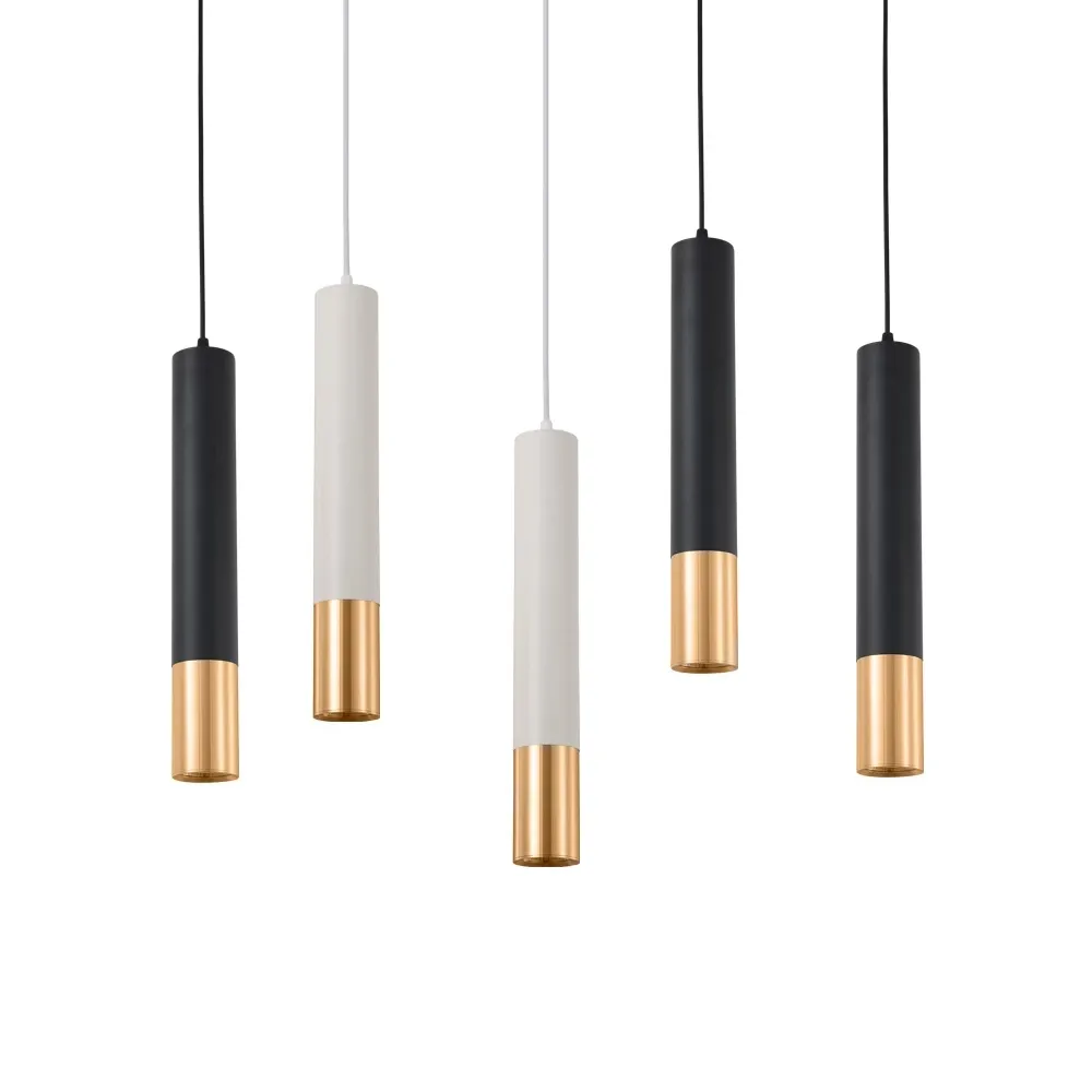 Lampe LED suspendue noire et blanche en forme de Tube Long, design moderne, avec châssis rond, luminaire décoratif d'intérieur, idéal pour une cuisine ou un Bar