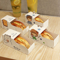 Boîte d'emballage personnalisée de 14x6.3x6.5cm pour salade cuite et Toast, tiroir d'emballage jetable pour Sandwich et pâtisserie, boîtes en papier