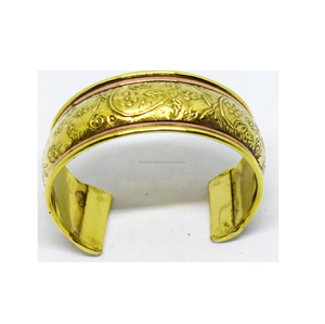 Vintage 1990 African inspired <b>copper</b> Chunky Gold <b>Bangle</b> Oval Hole Cuff Bracelet Gold Matte Finish Gold Jewelry Gift for Sister - Product Image 4