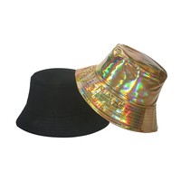 Chapeaux bob en PU métallisé laser, couleur or et argent, style hip-hop américain, pour hommes et femmes, pour spectacles sur scène.