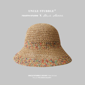 Sombrero de paja de verano para mujer elegante coreano japonés sombrilla para vacaciones en la playa lavabo de pescador sombrero de playa personaje Casual - Product Image 6