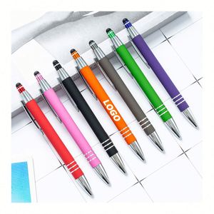 Stylo bille publicitaire personnalisé avec logo, corps en aluminium, toucher doux, pointe tactile pour écran, cadeaux promotionnels - Product Image 1