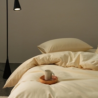 Ensemble de literie en coton 100% de qualité supérieure, couleur unie, quatre pièces, 200 fils/cm², pour toutes les saisons, écologique, pour usage domestique