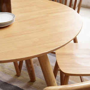 Modern Minimalist <b>Round</b> <b>Dining</b> <b>Table</b> And Chair <b>Set</b> 6 Piece Solid Wood Scandinavian Style <b>For</b> Home <b>Dining</b> Room - Product Image 3