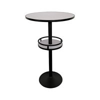 Tavolo da Bar Rotondo con Ripiano Integrato e Colonna di Supporto, Design Moderno per Ristoranti, Bar e Caffè
