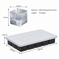 Vente en gros Sorbetière carrée empilable facile à démonter sans BPA Bac à glaçons durable en silicone à 15 compartiments avec cadre en métal