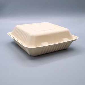 Caja de hamburguesas biodegradable de 9 pulgadas, Hamburguesa de bagazo compostable desechable para envasado de alimentos ecológico - Product Image 3