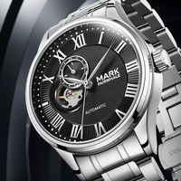 Reloj Mecánico de Pulsera para Hombre Mark Fairwhale, Diseño de Esqueleto en el Lado Izquierdo, Subesfera de 24 Horas, Automático, de Acero Inoxidable, Resistente al Agua FW-6056