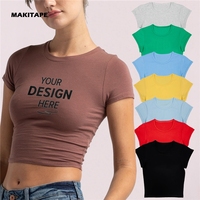 HG667 T-shirt pour femme grande taille 100% coton de haute qualité, col rond 3D, avec logo personnalisé, orné de strass en relief, uni, sexy, coupe ajustée, style débardeur en tissu éponge