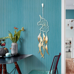 Boho Chic Art déco licorne forme plume suspendus décoration murale à la main motif Vertical chambre décoration de la maison pour filles et garçons - Product Image 5