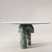 Table à manger rectangulaire sculpturale en marbre Dream Home, base en blocs de marbre courbés empilés, table à manger de luxe design