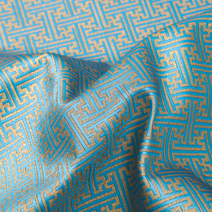 Yili moderno minimalista azul marrón geométrico diamante Malla tela con diseño simétrico para Decoración Ropa diseño tela - Product Image 5