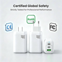 Chargeur mural USB-A PD multi-ports 120W GaN à 3 ports pour téléphone, prise US/EU, vente en gros d'usine, approvisionnement en vrac