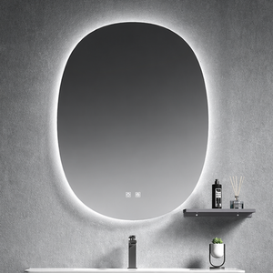 Miroir <span class=keywords><strong>de</strong></span> salle <span class=keywords><strong>de</strong></span> bain ovale à LED sans cadre, rétroéclairé, anti-buée, tactile intelligent, éclairé, résistant à l'humidité pour la maison et l'hôtel - Product Image 6