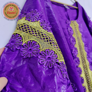 Robe longue prête à porter pour <span class=keywords><strong>femme</strong></span> africaine, style Dashiki <span class=keywords><strong>Bazin</strong></span>, avec bordure en dentelle et ruban, pour <span class=keywords><strong>mariage</strong></span> nigérian, fête, mariée riche, Boubou - Product Image 5