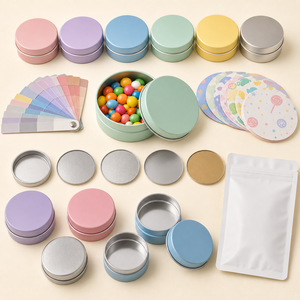 Boîte à bonbons OEM ODM pour la personnalisation selon les designs de l'acheteur, avec nuanciers de couleurs et boîtes rondes, prête à l'emploi avec logo. - Product Image 1