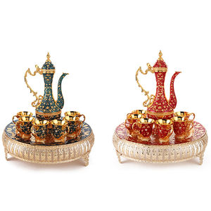 Décoration de <span class=keywords><strong>restaurant</strong></span> à domicile, style européen, vaisselle turque en métal, théière et tasse à thé de luxe en argent et or - Product Image 5