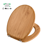 Abattant de toilette en bois de pin standard européen avec revêtement PVC et charnière en acier inoxydable